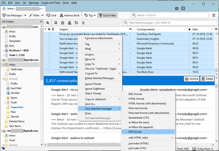 save thunderbird email as pdf